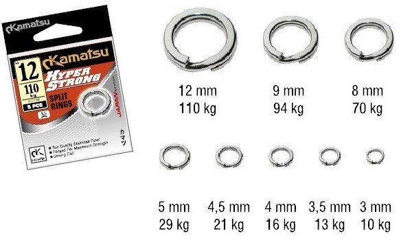 Kamatsu kółka łącznikowe Hyper Strong Split Ring 5szt. - 8mm