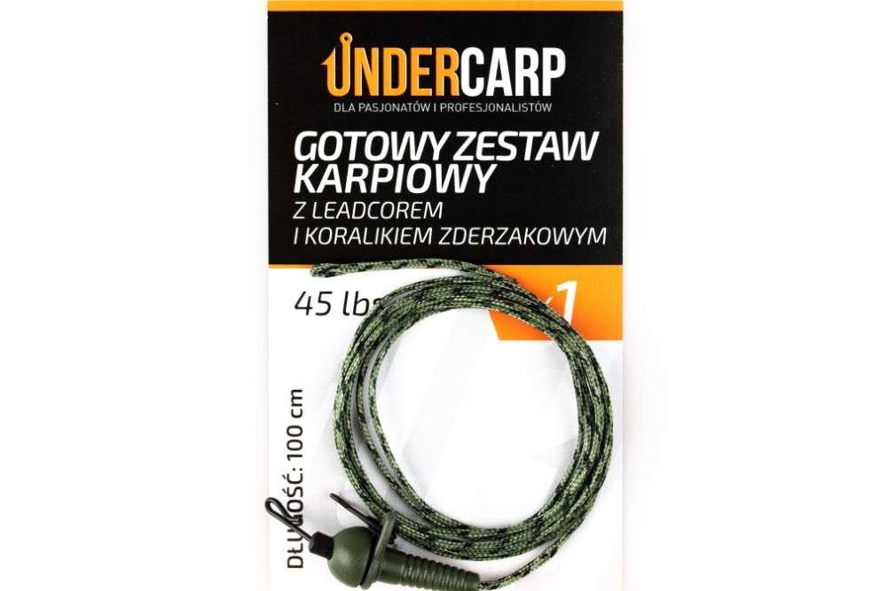 Undercarp zestaw karpiowy z leadcorem i koralikiem zderzakowym 45lbs/100cm - zielony
