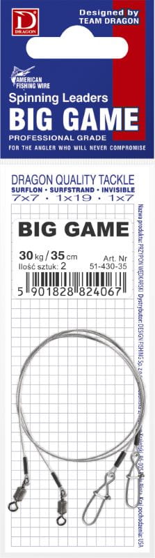 Dragon przypon Big Game Invisible Fluoro 2szt. - 35cm/25kg