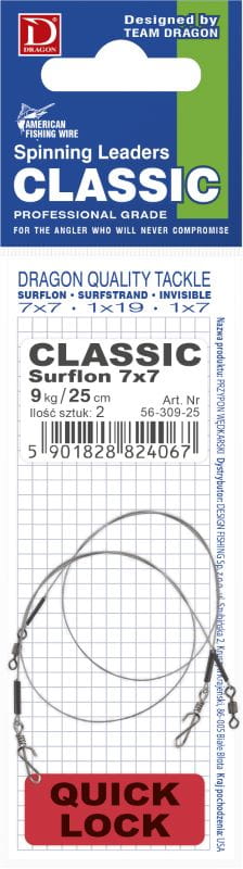 Dragon przypon Classic Surfstrand A.F.W. 1x7 Quick Lock 2szt. -  25cm/13kg