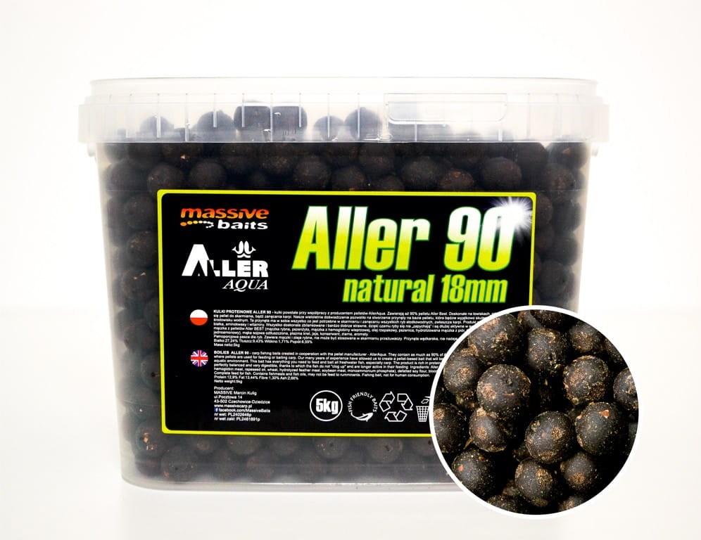 Massive Baits kulki proteinowe zanętowe Aller 90 Natural Boilies - 18mm - 5kg