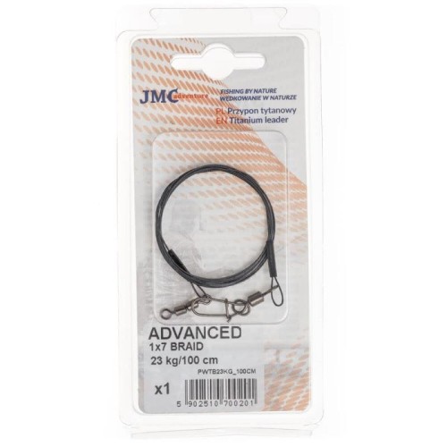 JMC przypon z plecionki tytanowej 1x7 - 23kg 100cm - wędkarskie centrum krokodyl.jpg
