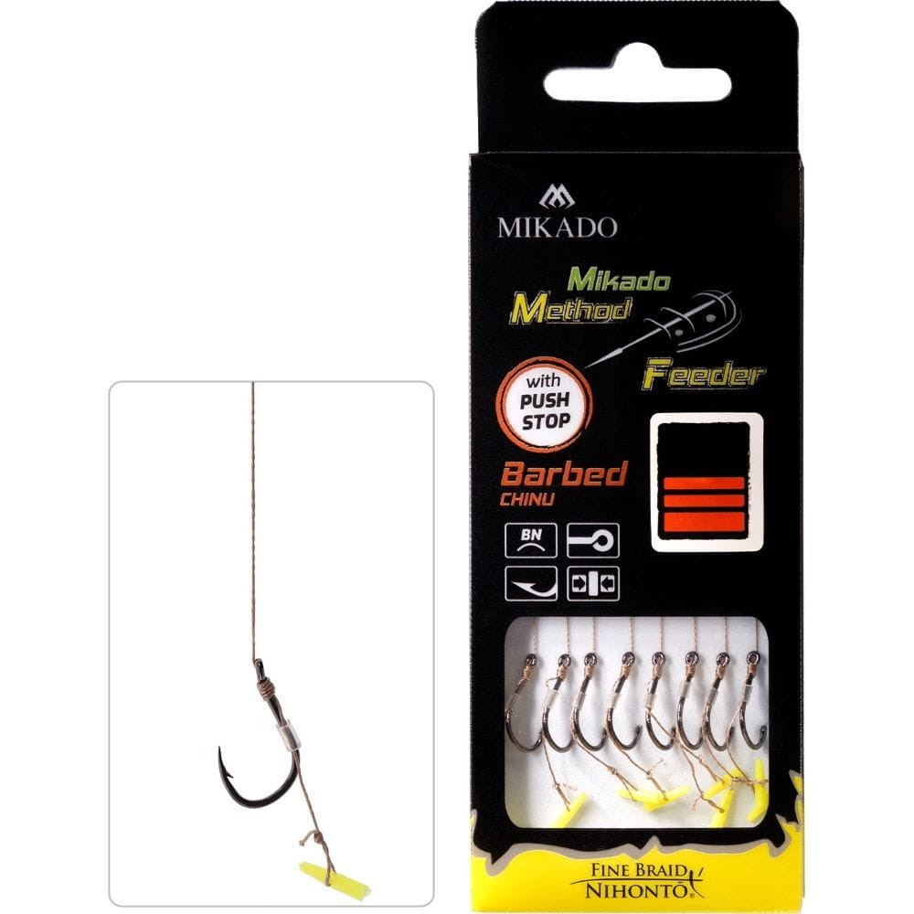 Mikado haczyk z push stopem/plecionką Method Feeder HMFB212P 8szt. - #8/0,14mm/10cm