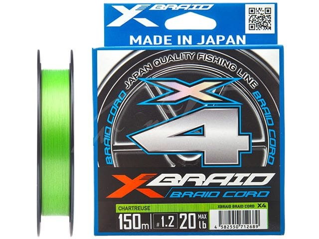 YGK plecionka XBraid X4 Braid Cord 150m - Chartreuse - PE#0.5 - 10lb