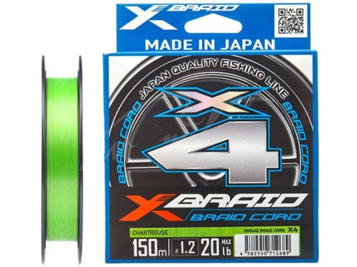 YGK plecionka XBraid X4 Braid Cord 150m - Chartreuse - wędkarskie centrum krokodyl.jpg