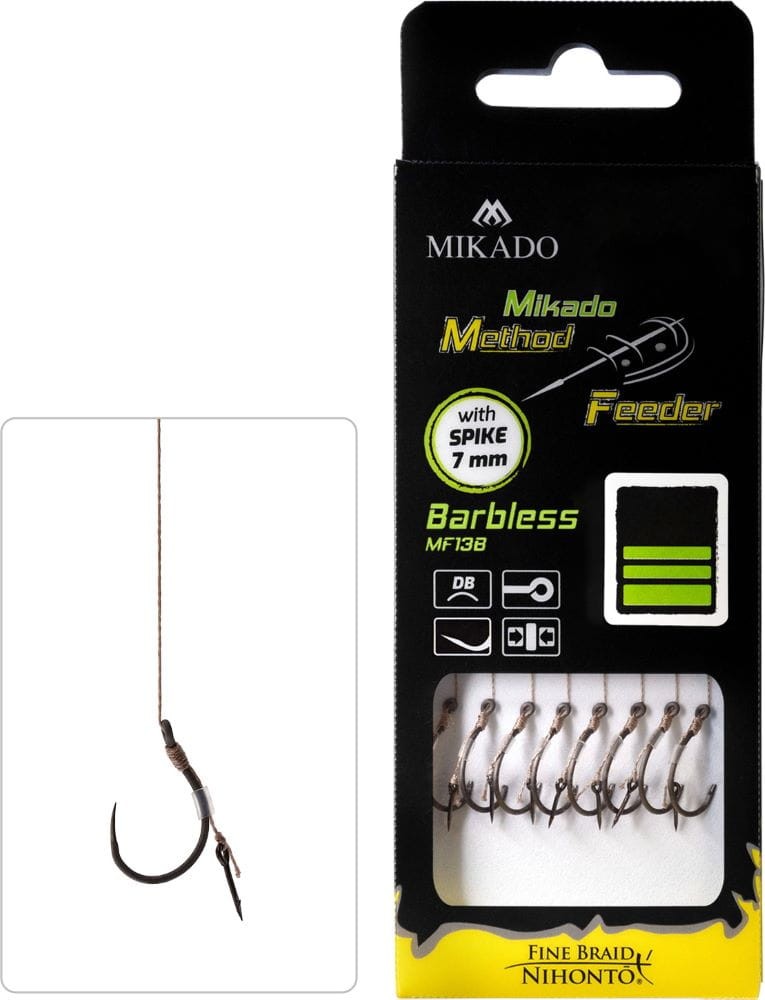 Mikado haczyk bezzadziorowy z igłą/plecionką Method Feeder HMFB213BI 8szt. - #12/0,12mm
