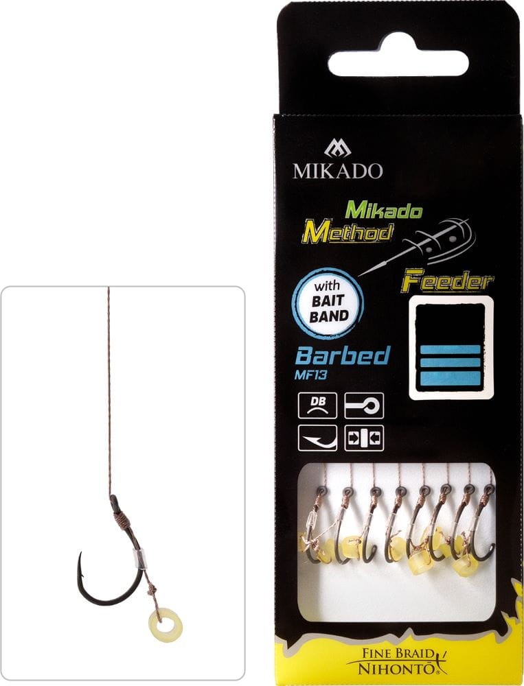  Mikado haczyk z gumką/plecionką Method Feeder Rigs HMFB213G 8szt. - #6/0,16mm