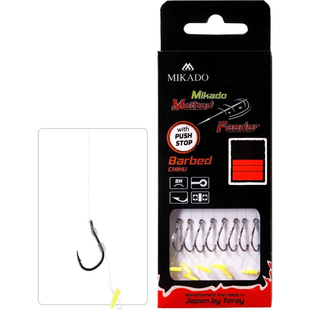 Mikado haczyki z żyłką/pushstopem Method Feeder - #6/0.28mm/10cm - 8szt.