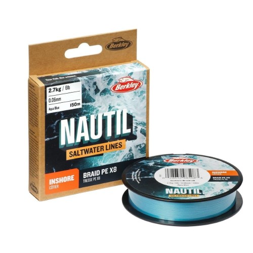 Berkley plecionka Nautil Inshore Braid Aquablue 150m - wędkarskie centrum krokodyl.jpg