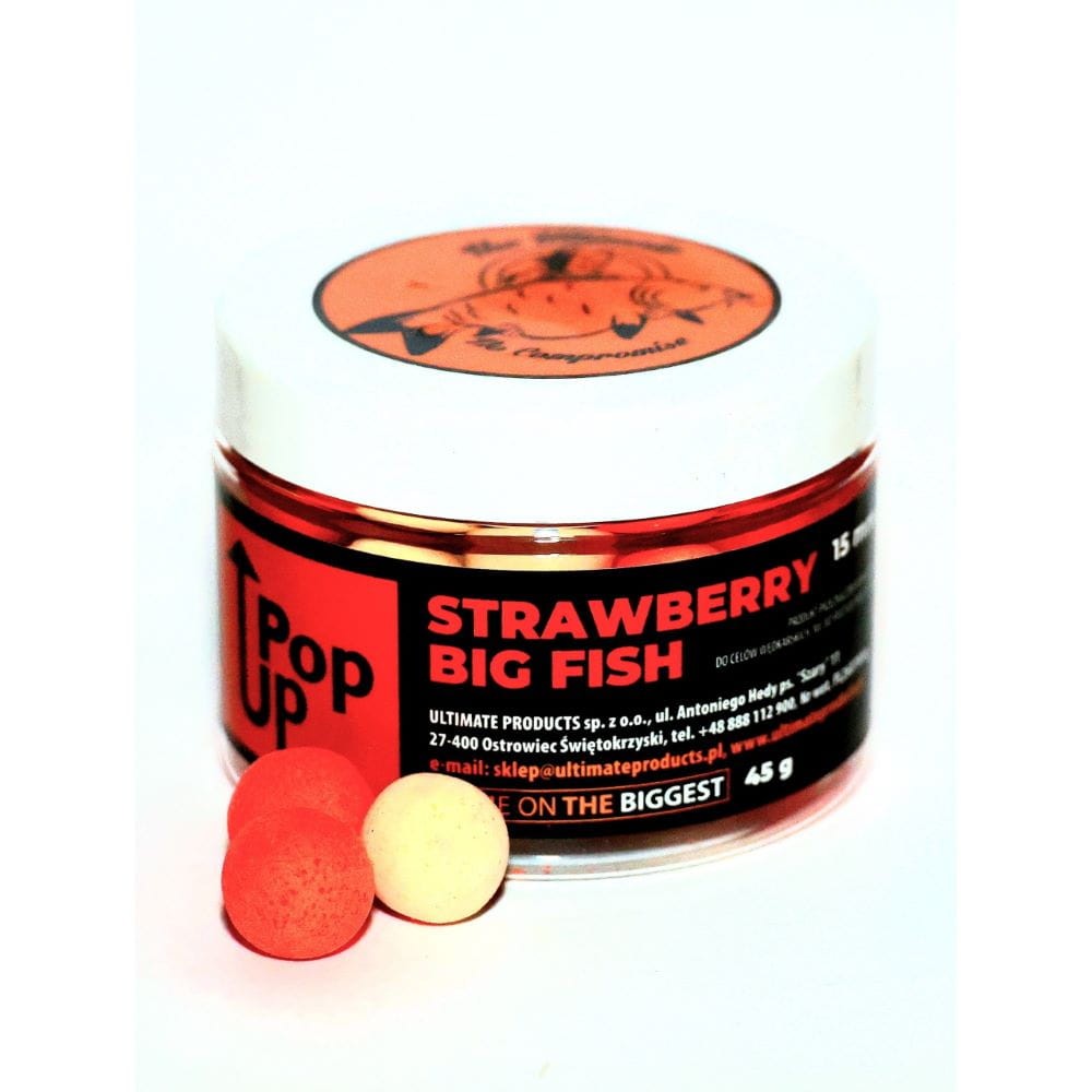 Ultimate kulki pop-up 50g - Strawberry Big Fish - 12mm + dip