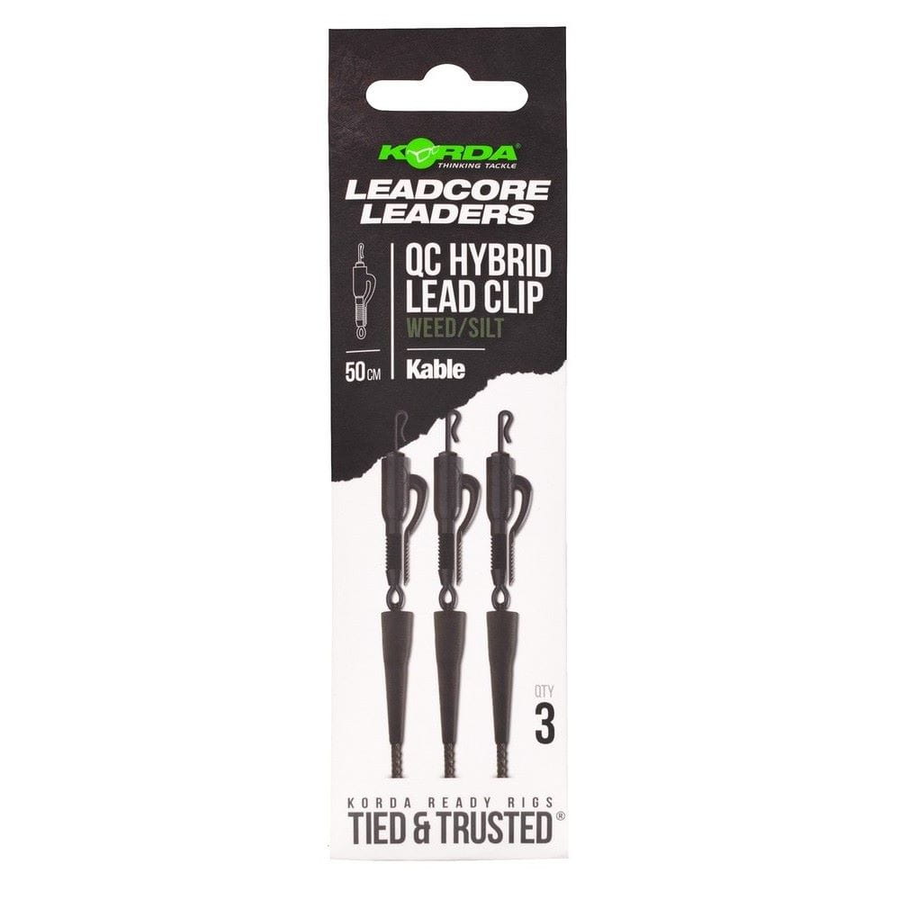 Korda leadcore Kable Leadcore Lader Hybrid Lead Clip QC Swivel Weed 3szt. - 50cm