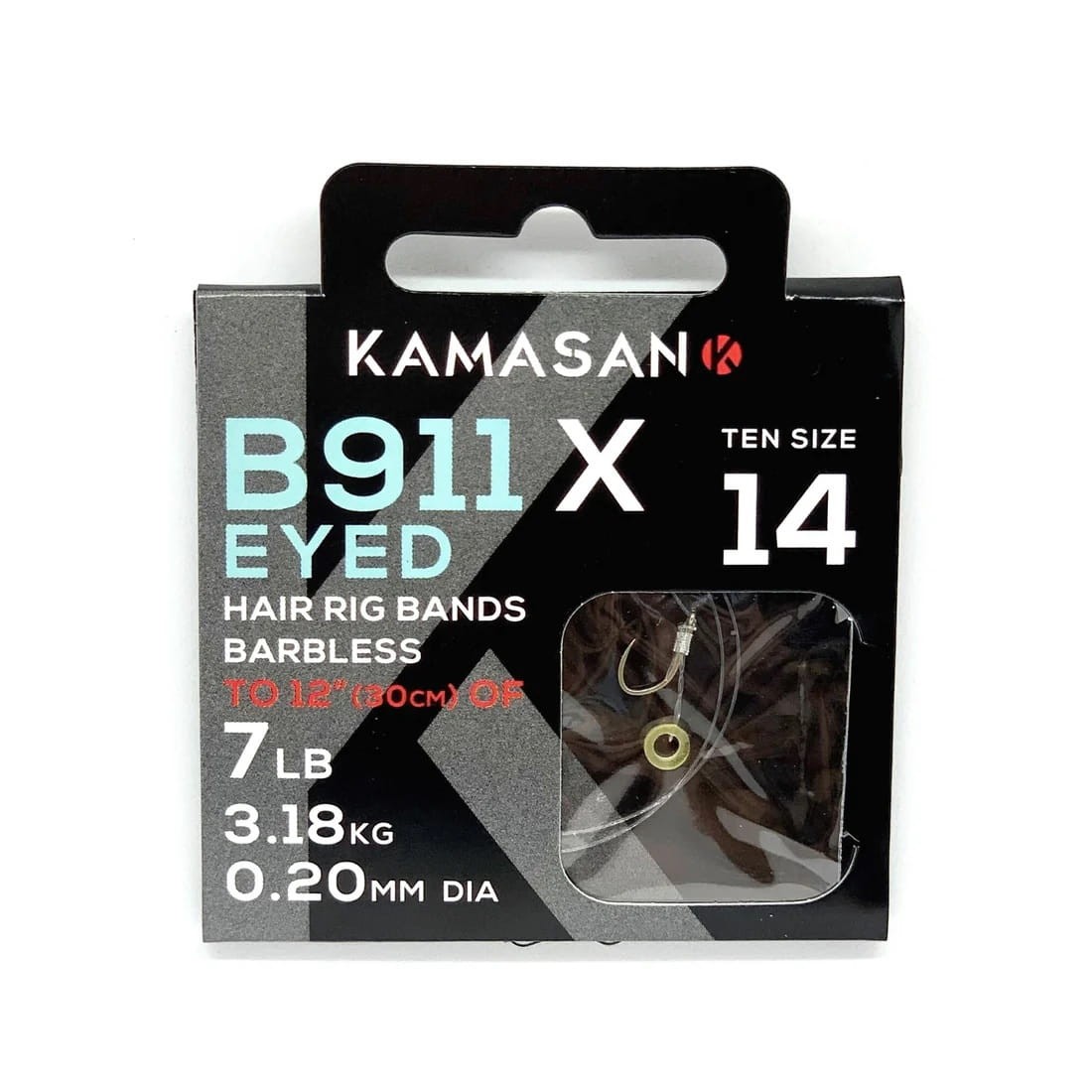 Kamasan haczyki method feeder B911X Barbless - gumka/żyłka - #14/0,20mm/30cm - 8szt.