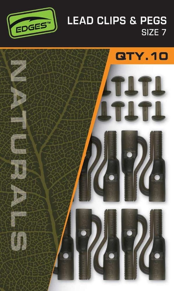 Fox zestaw z klipsem Edges Naturals Lead Clips & Pegs - rozm. 7 - 10szt.